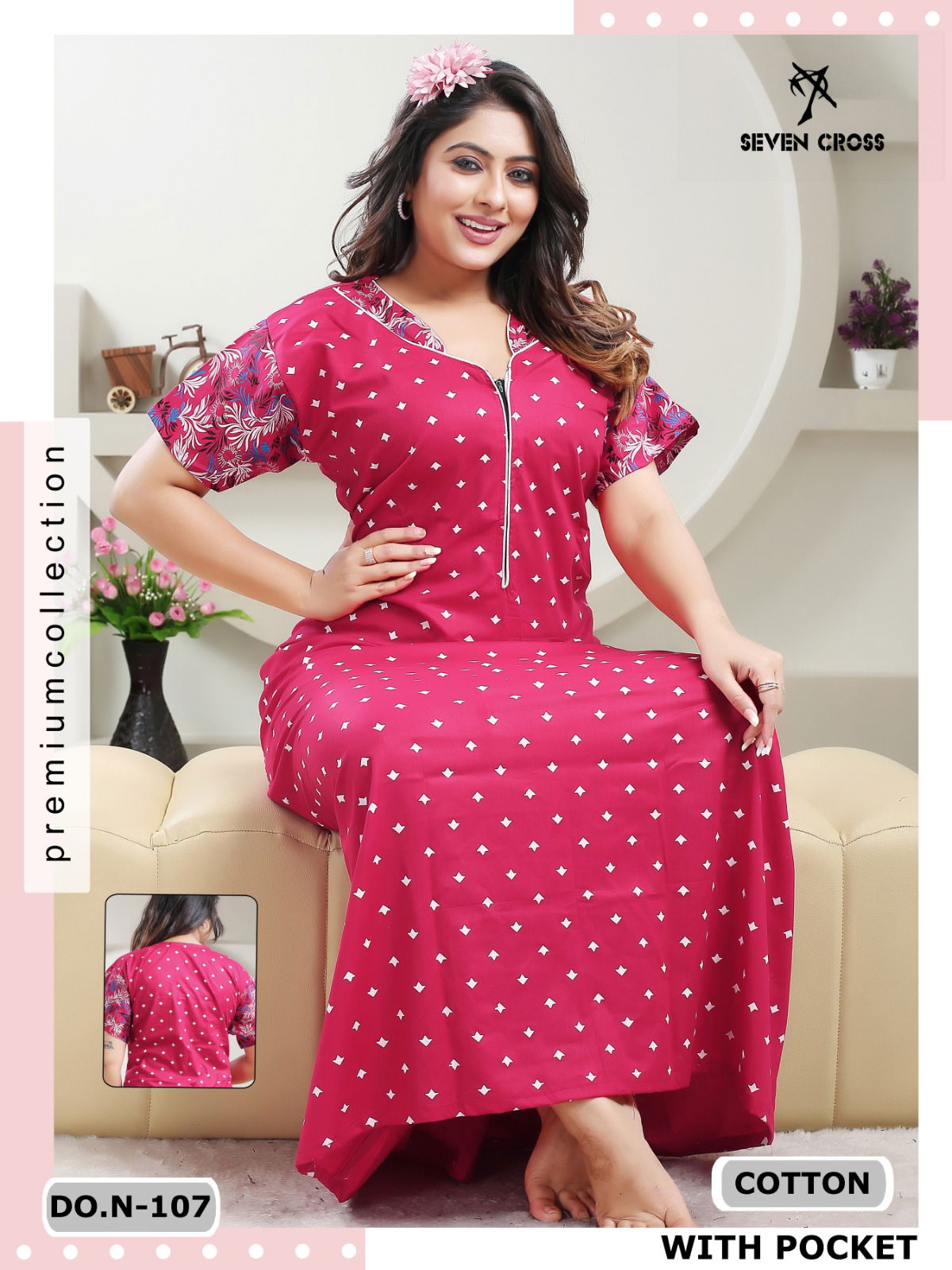 Cotton 101 Seven Cross Night Wear Printed Cotton Nighty Wholesale Market In Surat
